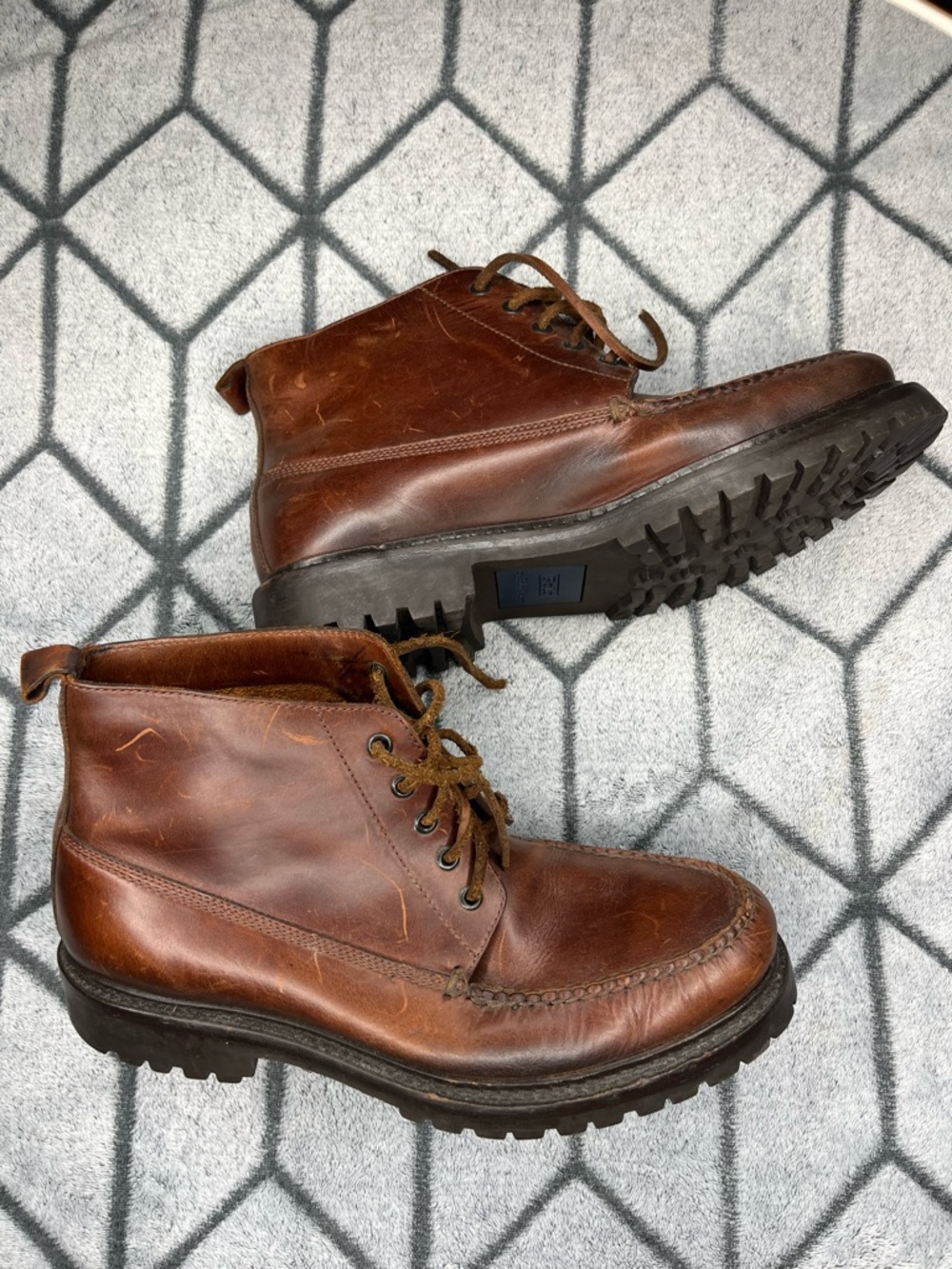 Vintage Polo Ralph Lauren Country Oiled Leather Brown Ankle Boots